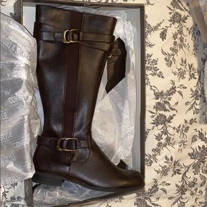 Brown tall riding boots
